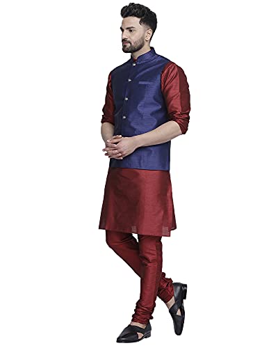 Image of BENCOOPER Men's Dupion Silk Kurta Pyjama & Jacket Set