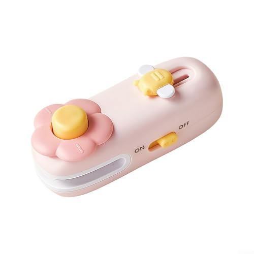 GLOBALHUT Electric Sealing Machine, Portable USB Electric Sealing Machine Small Bag Sealer With Pocket-Knife, For Snacks And Food Preservation With Cordless Design(Light Red)