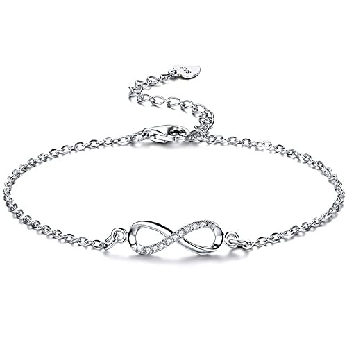 Bracelet en argent petite amie chaîne ajustable motif infini