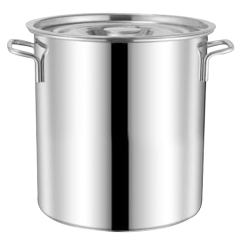 IBOWZ Olla de Acero Inoxidable, Olla de cocción Comercial de Alta Capacidad (15-80 L, Incluye Tapa)