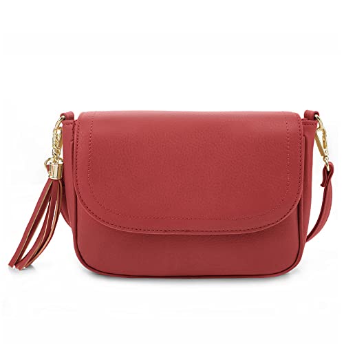 Image of EVVE Small Crossbody Bags for Women Trendy Flap Saddle Purses with Tassel Vegan leather Shoulder bag