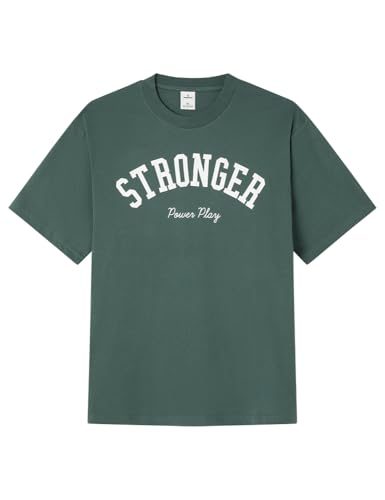Springfield Stronger Crack SS Graphic T-Shirt. 100% BCI Cotton Camiseta De Algodón, Verde, M Hombre