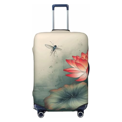 Travel Luggage Cover Fashion Suitcase Protector Flower and Dragonfly Spandex Baggage Covers Washable Suitcase Covers Anti-Scratch Luggage Cover Protectors Fits 18-32 Inch Suitcases Small