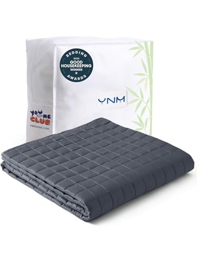 YnM Cooling Weighted Blanket for Adults, 15lbs Heavy Bed Throw for One Person of 140lbs, Perfect for Hot Sleepers or Warm Climates with Rayon/Glass Beads(60x80 Inches, Queen Bed, Dark Grey)