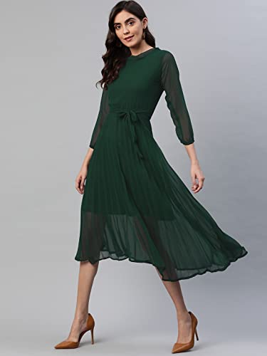 Robe verte col rond Aarika une coupe fluide contre la chaleur - 3