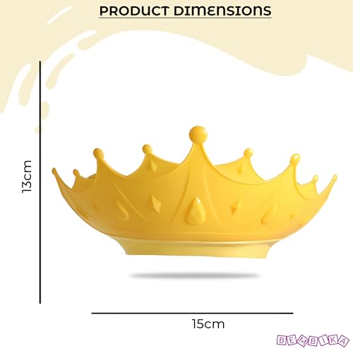 Image of Bembika Baby Shower Cap For Washing Hair, Soft Bathing Baby Shower Cap For Eye Protection And Hair Wash Adjustable Reusable, Waterproof, And Comfortable For Babies � (Crown Yellow)