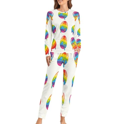Image of Womens Pajamas Sets 2 Piece Long Sleeve Lounge Set Loose Pants Pj Sets Loungewear with Pockets