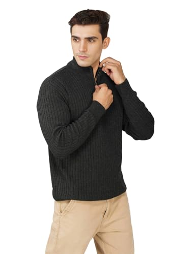 Image of LOQUE Men's Wool Blend Selection Sweater Half Zip High Neck Pullover Warm Casual Winter Wear for Office and Travel