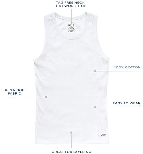 Reebok Girls Undershirt Tank Top (6 Pack), Size 6-7, White #TOP1