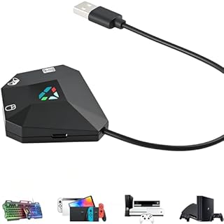 Koiiko Keyboard and Mouse Adapter for Nintendo Switch/PS4/PS3/Xbox One/Xbox 360 Console Converter, Keyboard Mouse Adapter Support Mapping & Reset Button, Perfect for FPS, TPS, RPG, RTS Games