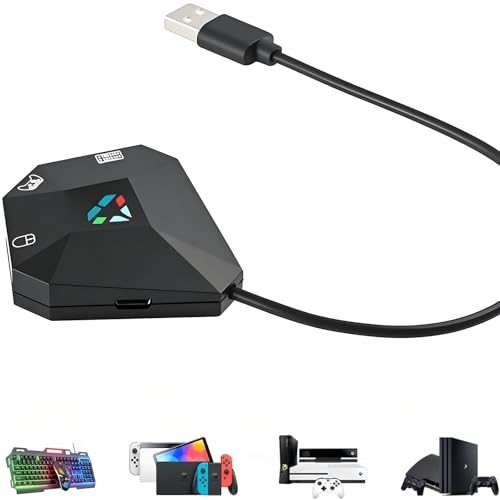 Koiiko Keyboard and Mouse Adapter for Nintendo Switch/PS4/PS3/Xbox One/Xbox 360 Console Converter, Keyboard Mouse Adapter Support Mapping & Reset Button, Perfect for FPS, TPS, RPG, RTS Games