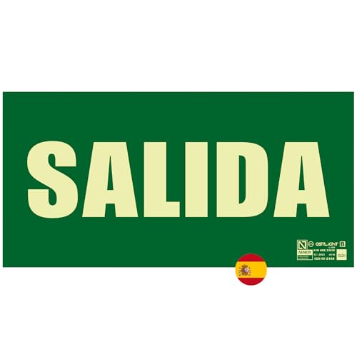 Astlight Señal Salida de Emergencia Homologada 320x160 mm | Cartel de Salida Fotoluminiscente Homologada | Señal Indicativa de Salida de Emergencia Fotoluminiscente