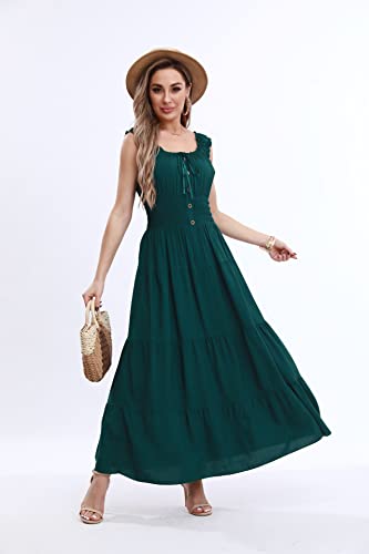 Image of OSTOO Women's 2026 Summer Boho Floral Print Tiered Casual Flowy Long Maxi Dress