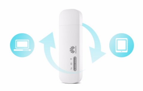 Huawei E8372H-927 Wi-Fi Wingle facilitating data sharing between a laptop and a tablet