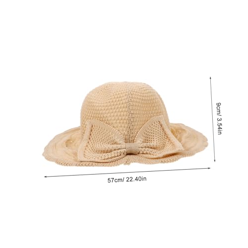 Women Knitted Dome Sun Block Hat Beige Fashionable Seaside Beachwear UV Protection for Face Neck Shoulder Lightweight Summer Vacation Accessory2