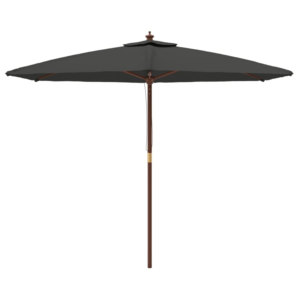 SYDE Ombrellone da giardino, 299 x 240 cm, palo in legno, grigio