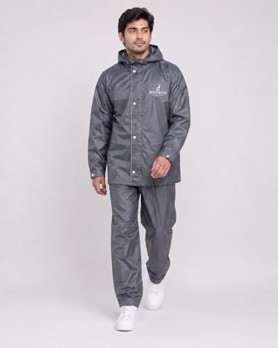 Image of TAGDO Rain Coat for Men Waterproof for Bike Rider with Zipper and Button and Adjustable Hood along with inner pockets | Rain Suit for Men & Women | Jacket & Pants with Carry Bag (2073)