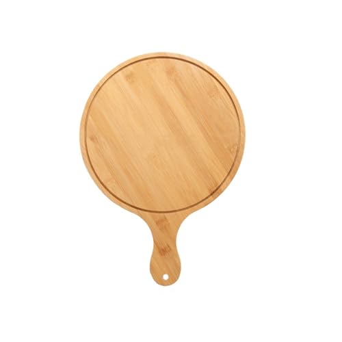 Multi-Functional Wooden Pizza Paddle with Handle - 13-Inch Round Baking Tray for Pizza and Fruit