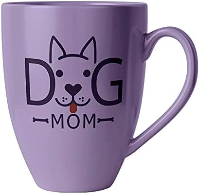 Dog Mom Coffee Mug – Unique Design for Dog Lovers Women – Bone China Mug 13oz (Purple)