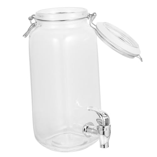 JECOMPRIS 1Pc Glass Juice Dispenser with Faucet Sealed Beverage Barrel for Home Use Convenient Drink Storage for Parties and Gatherings Easy Pour Design