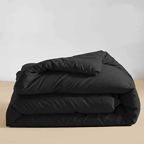 Karever Black Comforter Set Full Plain Black Bedding Pure Black Full Size Comforter Soft Durable Solid Black Comforter Set Women Men Durable Lightweight True Black Bedding Blanket Women Black Bed Set #TOP5