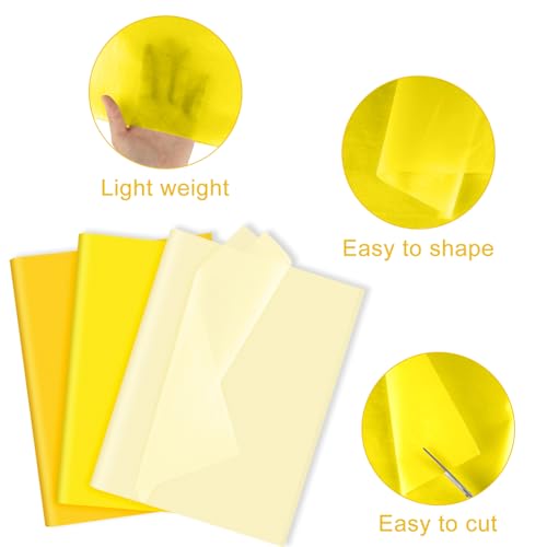 Image of NEBURORA Assorted Yellow Tissue Paper Set 60 Sheets Gift Wrap Paper Art Paper Crafts 3 Yellow Colors for Sunflower Theme Party Decorations DIY Wedding Fall Thanksgiving Holiday Gift Packing