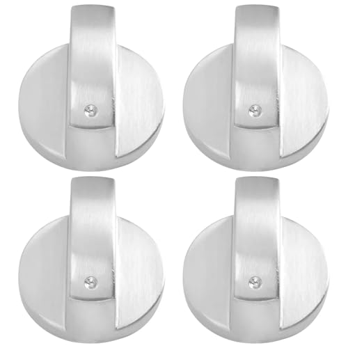 LCKKJHG Gas-Kochknopf Öfen, Herdknöpfe, Backofenknöpfe (4 Stück), 6 mm Universal-Silber-Gasherd-Bedienknöpfe, Adapter, Backofen-Drehschalter, Kochfläche FüR BacköFen, Gasherd, Herde