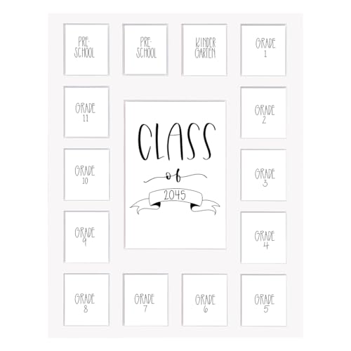 Image of Rustic Red Door Co. RRD Class of 2045 Photo Mat (11 inch x 14 inch) - Collage Frame for School Pictures Pre-K to 12 Mat - No Frame White (15 Photos)