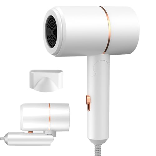 Asciugacapelli Ionico, 800W Phon Capelli, Pieghevole Phone Capelli, 2 Temperaturas, Hair Dryer con Concentratori, per Viaje y Casa, Molte Acconciature (Bianco)