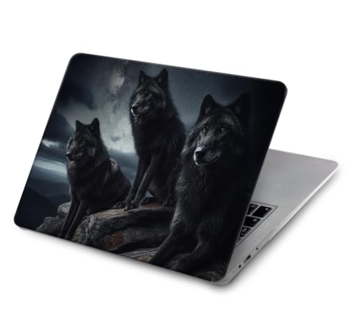 Eviter Rayures MacBook Air 13 Coque Solide Loup Noir Antichoc Housse A2681 A3113
