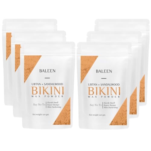 Image of BALEEN Bikini Wax Powder Women with Ubtan & Sandalwood 120 Gm (Pack Of 6) | Painless Herbal Hair Removal Powder for women Bikini Area, Legs, Hands & Underarms with No Harmful Chemicals, No Irritation, No Skin Rashes