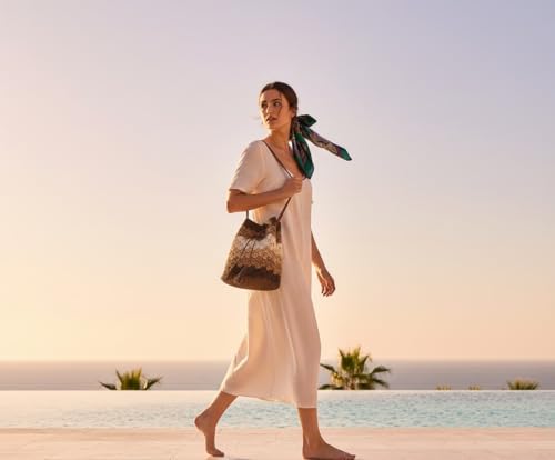 Image of MAIRO LIFESTYLE Straw Wicker Handmade Boho Summer Beach Drawstring Tote Bag