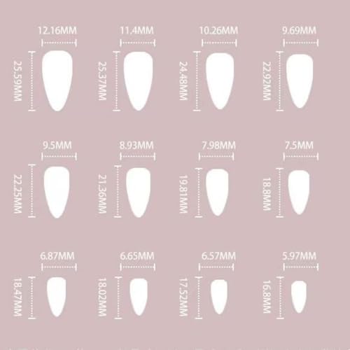 Image of Glitter Press on Nails Blue French Tip Fake Nails Medium Almond False Nails with Shiny Line Design Glossy Glue on Nails Artificial Acrylic Nail Stick on Nails for Women Girls Manicure 24Pcs