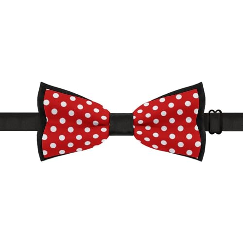 GoasNei Red And White Polka Dot Pattern Bow Tie for Men Adjustable Necktie Funny Tie Neck Ties for Weddings Party