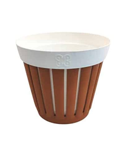 Vase en terre cuite Kreta d.20 terracotta et blanc pour décoration de table