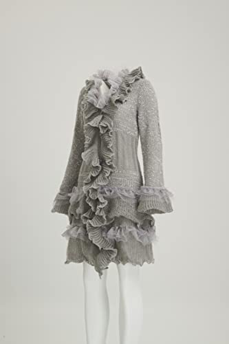 Image of Womens Vintage V Neck Ruffled Asymmetric Cardigan Sweater Outwear Coat