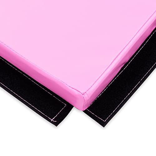 Giantex 6 Ft X 4 Ft Gymnastics Mat, Folding Anti-Tear Exercise Floor Mats W/Handles,Hook And Loop Fastener,Portable Folding Tumbling Mat Lightweight Gymnastics Panel Mat For Yoga, Workout (Pink) #TOP4