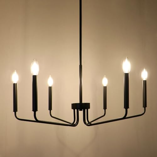 Cunfash D0131-6 Chandelier, 6-Light 27.6'' Modern Farmhouse Chandeliers For Dining Room Light Fixture Hanging Rustic Industrial Iron Candle Ceiling Light thumb #5