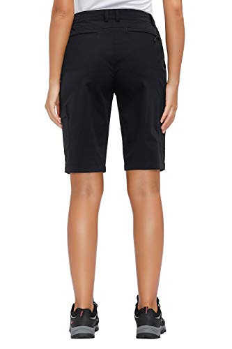 Libin Women's Lightweight Hiking Shorts Quick Dry Cargo Shorts Summer Travel Golf Shorts Outdoor Water Resistant Black M #TOP2
