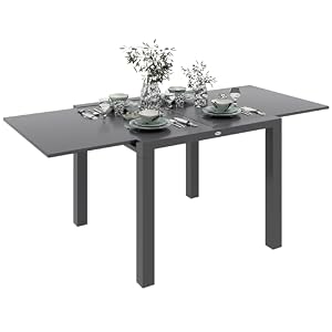 Outsunny Tavolo da pranzo da giardino allungabile Dimensioni da aperto 160L x 80L x 75H cm Alluminio Grigio antracite