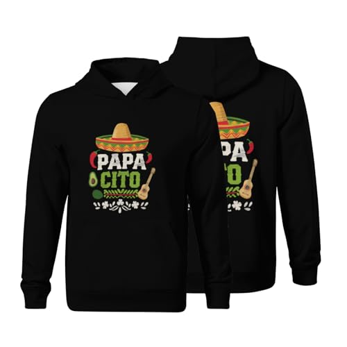 Kids Papacito Family Cinco De Mayo Mexican Dad Boys Girls Lightweight Kangaroo Pocket Fleece Hoodies