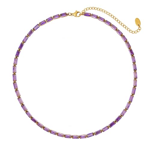 Listado de Collares Morados - los más vendidos. 49 Aotiwe - Collares para mujer, color morado, de acero inoxidable, circonita cúbica, 40 cm, Acero inoxidable, circonita cúbica