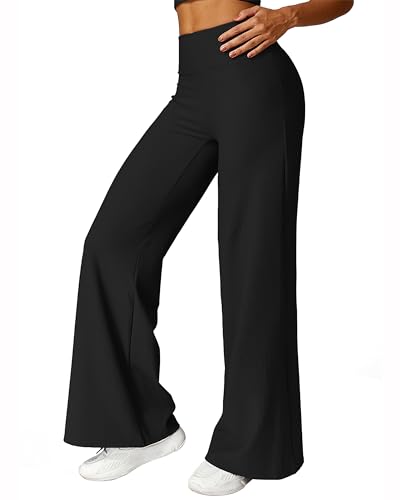 MOOSLOVER Women's High Waisted Wide Leg Yoga Pants, Comfy Stretchy Loose Pants, Black, S, M, L, XL2