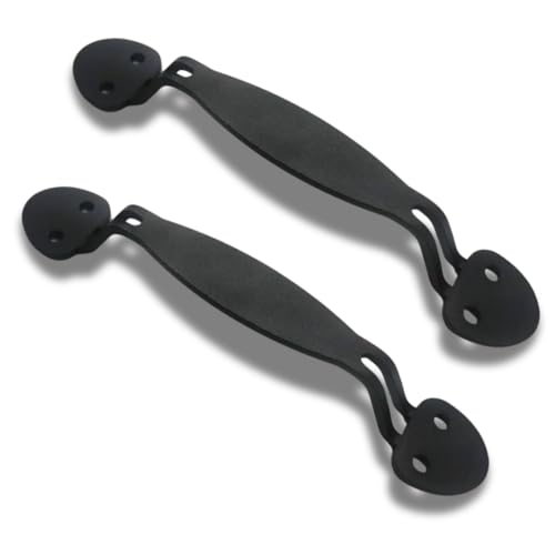 Image of 2-Pack 9 Inch Oval Tapered Barn Door Handle - Black Cast Iron Pull for Sliding Doors, Gates, Sheds, Fences, Closets - Indoor Outdoor Farmhouse Hardware