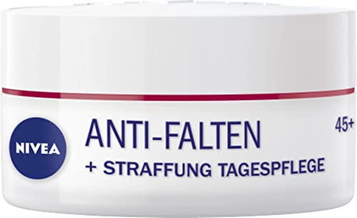 NIVEA Anti-Falten + Straffung Tagespflege 45+ (50 ml), Gesichtscreme mit Aprikosenkernöl, Shea Butter und Vitamin E, Tagescreme mildert Linien und Falten sichtbar