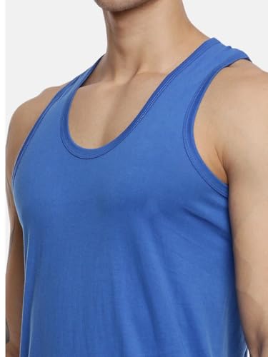 Image of RAMRAJ COTTON Pack of 2 Men's Multicolor Scoop Neck Sleeveless Cotton Undershirt Vest(Multicolor;100)