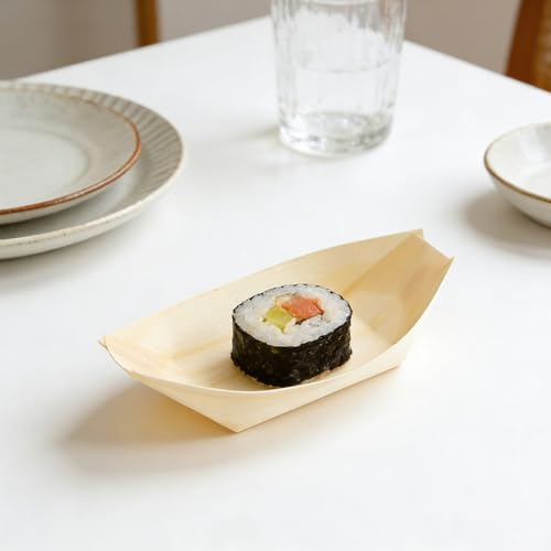 Platos desechables de madera para sushi 6 pulg. x100 un. miniatura 4