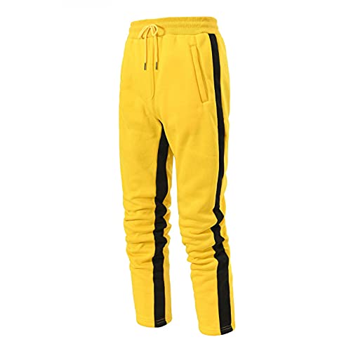 ZHINIAN Pantalon de jogging tendance pour homme avec ourlet élastique et cordon de serrage, b jaune, 34-37 Cover