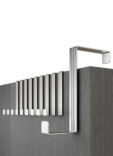 Menz Perchero puerta – 10 piezas ganchos por los grosores de puertas de 36 mm – colgador puerta de acero inoxidable