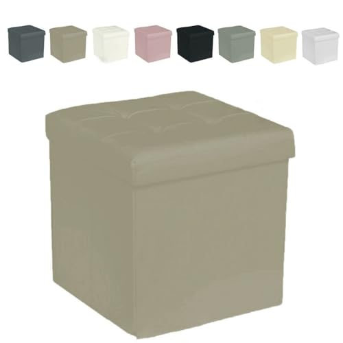 GARGIX PUFF POUF CONTENITORE QUADRATO ECOPELLE PANCA BAULE TRAPUNTATO (SSEL-TORTORA)